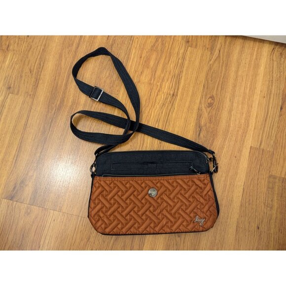 Lug Pirouette Crossbody Bag In Amber Brown With Quilted Design Adjustable Strap - Picture 1 of 8